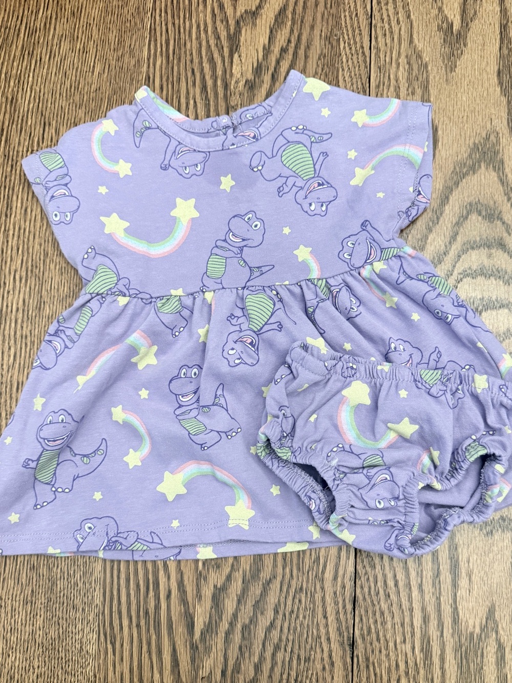 Barney the Dinosaur Infant Girls Dress w/ diaper cover Rainbows 3-6M TT